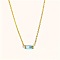 Birthstone Style Brass Cubic Zirconia Rectangle Pendant Necklaces for Women, Golden, Cyan, 15.75 inch(40cm)