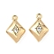 Brass Micro Pave Cubic Zirconia Pendants, Nickel Free, Real 18K Gold Plated, Rhombus, 18x12x5mm, Hole: 1.2mm