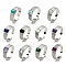 Natural Gemstone Adjustable Rings, with Platinum Brass Findings, Long-Lasting Plated, Jewely for Women, Rectangle, 5.2mm, Inner Diameter: Adjustable