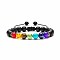 Chakra Theme Natural & Synthetic Mixed Stones Braided Bracelets, Natural Obsidian Adjustable Bracelets for Women