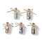 Glass Jar Glass Bottles Pendants, with Natural Mixed Gemstone Chips and Paper Slip Rolls inside, with Alloy Ocean Theme Charms, Clear, 41.5~42.5x16mm, Hole: 1.8mm