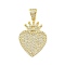 Heart Rack Plating Brass Micro Pave Cubic Zirconia Pendants, Long-Lasting Plated, Lead Free & Cadmium Free, Real 18K Gold Plated, 30x20x2.5mm, Hole: 3.5x6mm