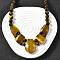 Natural Tiger Eye Faceted Bib Graduated Beaded Necklaces for Women, with Stainless Steel Lobster Clasps, Stainless Steel Color, 19.09 inch(48.5cm)