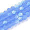 Imitation Jade Bicone Frosted Glass Bead Strands, Half AB Color Plated, Faceted, Cornflower Blue, 4x4mm, Hole: 1mm, about 80~85pcs/strand, 30~32cm