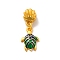 Rack Plating Alloy Enamel European Dangle Charm, Large Hole Pendant, Cadmium Free & Lead Free, Tortoise with Shell, Matte Gold Color, Green, 25mm, Tortoise: 15x10.5x3.5mm, Hole: 4mm