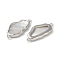Brass Irregular Egg Connector Charms, with Natural White Shell, Platinum, 24x11x2.5mm, Hole: 1mm