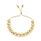 Rack Plating Brass Round Beaded Slider Bracelet for Women, Lead Free & Cadmium Free, Real 18K Gold Plated, Beads: 10mm, Inner Diameter: 1-1/4~2-3/4 inch(3.1~6.9cm)