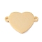 201 Stainless Steel Links, Manual Polishing, Heart PVD Vacuum Plating , Real 18K Gold Plated, 14x20x1.5mm, Hole: 1.5mm