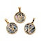 PVD Vacuum Plating 304 Stainless Steel with Paua Shell Pendants, Golden, Flat Round with Letter Charm, Letter.V, 18x16x1.5mm, Hole: 3x6mm
