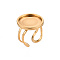 201 Stainless Steel Cuff Ring Findings, Round Bezel Cup Ring Settings, Laser Cut, Golden, Tray: 18mm, US Size 7 1/4(17.5)~US Size 8(18mm)