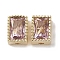 Brass with Cubic Zirconia Beads, Cadmium Free & Nickel Free & Lead Free, Real 18K Gold Plated, Rectangle, Pearl Pink, 7x5x3.5mm, Hole: 0.6mm & 1mm