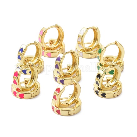 Серьги-кольца из латуни с эмалью KK-P205-18G-1