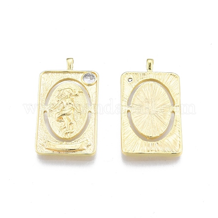 Латунные микропаве прозрачные подвески с фианитом KK-G432-19G-1