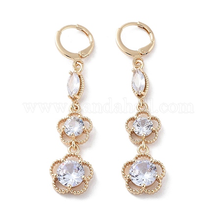 Серьги с подвесками из золотой латуни EJEW-A030-02D-G-1