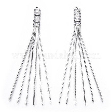 Большие подвески с кисточками из прозрачного стекла KK-T067-203P-1