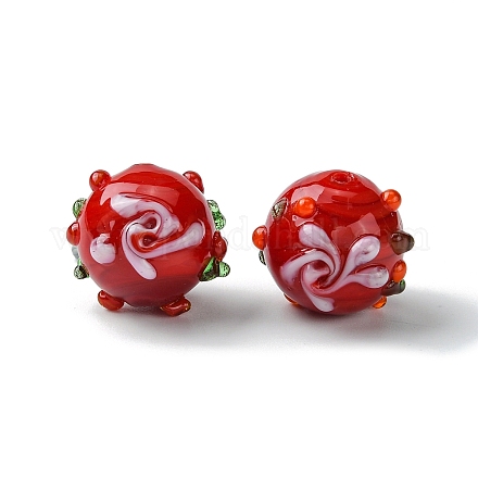 Ручной работы ухабистым Шарики Lampwork FOIL-B001-08G-1