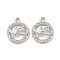Mother's Day Brass Micro Pave Clear Cubic Zirconia Pendants, Cadmium Free & Nickel Free & Lead Free, Round with Word Mom, Platinum, 19.5x11.5x2mm, Hole: 1.2mm