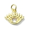 Eye Theme Brass Micro Pave Cubic Zirconia Charms, with Jump Ring, Real 18K Gold Plated, Cadmium Free & Nickel Free & Lead Free, Eye, 11x13x2.5mm, Hole: 3mm