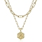 Real 18K Gold Plated Stainless Steel Paperclip Chains Double Layer Necklaces, Hexagon with Initial Letter Pendant Necklace, Letter A, 14.17 inch(36cm)