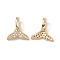 Brass Micro Pave Clear Cubic Zirconia Pendants, Cadmium Free & Nickel Free & Lead Free, Fishtail, Real 18K Gold Plated, 12x11.5x2mm, Hole: 4x2mm