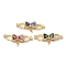 Brass Micro Pave Clear Cubic Zirconia Fold Over Clasps, with Enamel & Shell, Long-Lasting Plated, Lead Free & Cadmium Free, Real 18K Gold Plated, Bowknot, Mixed Color, 31mm