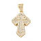 Brass Micro Pave Cubic Zirconia Pendants, Cadmium Free & Lead Free, Cross Charms, Real 16K Gold Plated, 29x19x3.5mm, Hole: 5x3.5mm