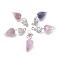 Natural Fluorite Pendants, with Platinum Brass Snap on Bails, Votex/Om Symbol/Tree of Life/Flower of Life/Star of David, Cone Pendulum, 48mm, Hole: 8mm
