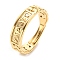 304 Stainless Steel Adjustable Ring for Women, Rune Words Odin Norse Viking Amulet Jewelry, Real 14K Gold Plated, US Size 8 1/2(18.5mm)