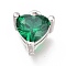 Brass Micro Pave Cubic Zirconia Charms, Long-Lasting Plated, Heart, Platinum, Green, 7x6.5x4mm, Hole: 0.8mm
