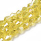 Electroplate Glass Beads Strands, AB Color Plated, Faceted, Bicone, Champagne Yellow, 7.5~8x7.5~8mm, Hole: 1.5mm, about 38~39pcs/strand, 28~29cm