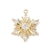 Christmas Theme Brass Micro Pave Cubic Zirconia Pendants, Cadmium Free & Nickel Free & Lead Free, Snowflake, Clear, 20x16x3.5mm, Hole: 1.2mm