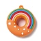 PVC Plastic Pendants, Donut with Rainbow Charm, Coral, 48x43.5x14mm, Hole: 2.5mm