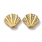 304 Stainless Steel Crystal Rhinestone Beads, Scallop Shell Shapes, Real 18K Gold Plated, 13.5x16x4mm, Hole: 1.2mm