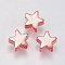 Brass Beads, Star, Rose Gold, 6x6x2.5~3.3mm, Hole: 1mm