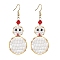 Glass Seed Bead Dangle Earring, with Imitation Austrian Crystal Beads and Brass Earring Hooks, Snowman, For Christmas, White, 68x25mm