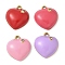 304 Stainless Steel Enamel Pendants, with Rhinestone, Golden, Heart Charm, Mixed Color, 17x15.5x5mm, Hole: 1.5mm