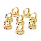 Brass Enamel Hoop Earrings, Real 18K Gold Plated, Ring with Heart, Cadmium Free & Lead Free, Mixed Color, 12.5x13.5x3.5mm, Pin: 1mm
