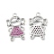Brass Micro Pave Camellia Cubic Zirconia Pendants, Cadmium Free & Nickel Free & Lead Free, Girl Charms, Platinum, 21.5x14x2.3mm, Hole: 1.8mm