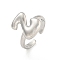 Brass Letter Open Cuff Rings for Women, Cadmium Free & Lead Free, Adjustable, Platinum, Letter Z, 15~16.5x7~16.5mm
