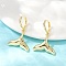 Brass Hoop Earrings, Real 18K Gold Plated, Fishtail, 37x23.5mm