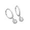 925 Sterling Silver Mirco Pave Cubic Zirconia Flower Hoop Earrings, Silver, Clear, 18x12mm
