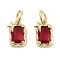 Brass Micro Pave Cubic Zirconia Charms, Cadmium Free & Nickel Free & Lead Free, with Jump Ring, Rectangle with Star, Real 18K Gold Plated, Red, 9.5x6x3mm, Hole: 3mm