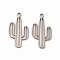 Non-Tarnish 201 Stainless Steel Pendants, Cactus Charms, Stainless Steel Color, 20.5x11.5x1mm, Hole: 1mm