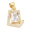 Rack Plating Brass Micro Pave Cubic Zirconia Pendants, Long-Lasting Plated, Lead Free & Cadmium Free, Real 18K Gold Plated, 15.5x12.5x4mm, Hole: 4x3mm