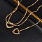304 Stainless Steel Heart Pendant Y Pendant Necklaces, Ion Plating(IP), Real 14K Gold Plated, 18.58 inch(47.2cm)