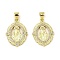 Brass with Cubic Zirconia Pendants, Long-Lasting Plated, Lead Free & Cadmium Free, Oval, Real 18K Gold Plated, 22x16x1.7mm, Hole: 5x3.5mm