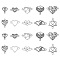 100Pcs 10 Styles Tibetan Style Alloy Connector Charms, Heart Links, Lead Free & Cadmium Free, for Valentine's Day, Antique Silver, 12.5~25x14~24x2~3mm, Hole: 1.8mm, 10pcs/style