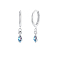 S925 Sterling Silver Teardrop Hoop Earrings, with Blue Cubic Zirconia, Silver, 20x3x10mm