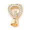 Brass Micro Pave Cubic Zirconia Pendants, Heart, Light Gold, 18.5mm