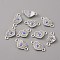 Alloy Enamel Evil Eye Connector Charms, with Crystal Rhinestones, Silver, Heart, Blue, 10.50x20x2.50mm,Hole:2mm